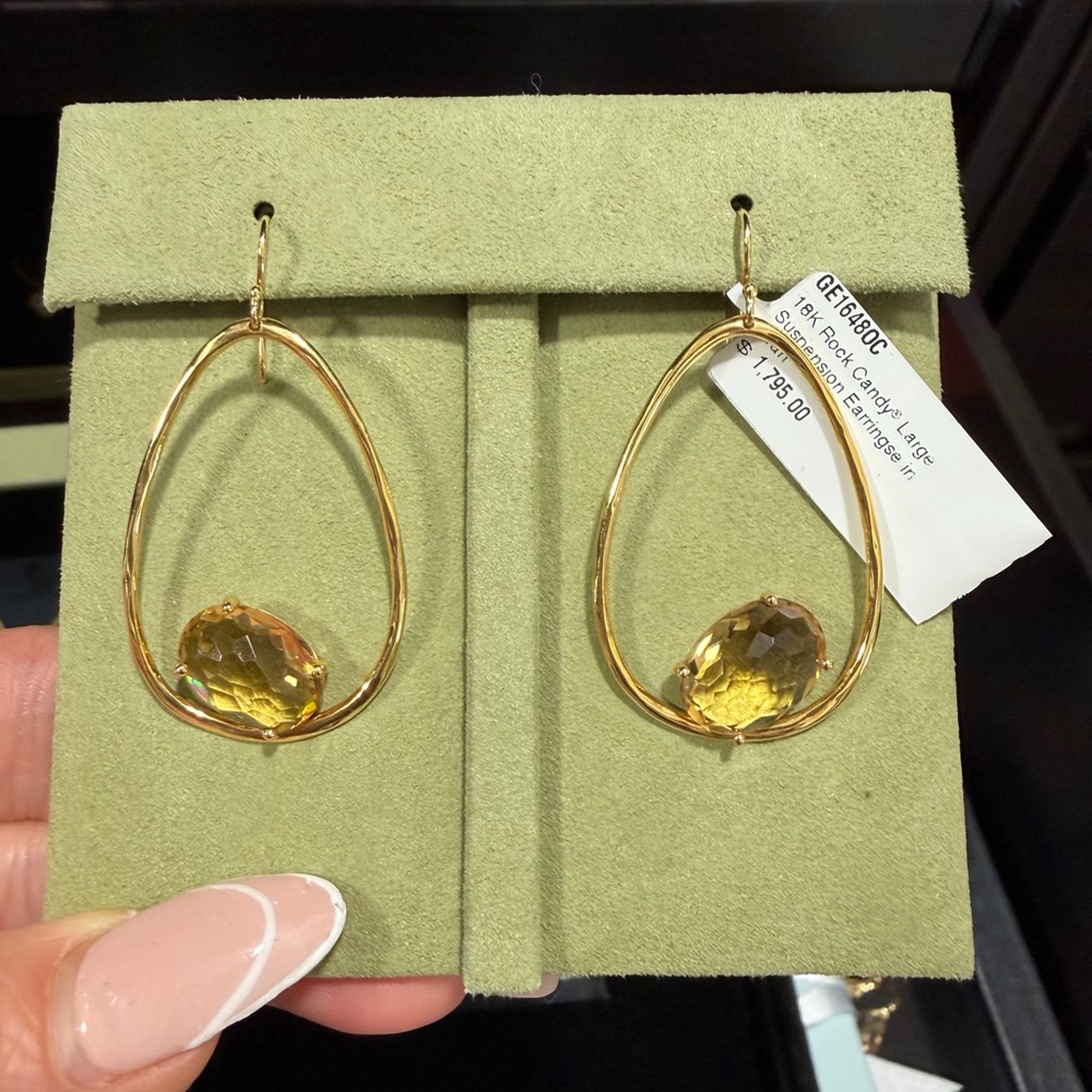 FIRM NEW Ippolita Suspension orange citrine 18k yellow Gold Teardrop Earrings